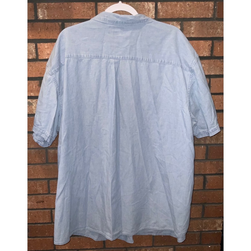 Foundry Supply Co Mens Short Sleeve Two Tone Denim Button Down Shirt 4XL - Picture 3 of 3